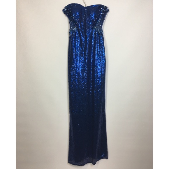 Jump Apparel Sequin Blue Prom Dress - Picture 7 of 8
